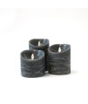 Lot de 3 bougies LED Ø10cm, flamme mobile, noir chiné