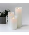 Bougies LED XL, 3 pcs, Ø10cm, 17,5/22,5/30cm, flamme mobile, blanc - Avec télécommande et minuterie, vraie cire