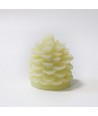 Bougie LED pomme de pin, effet flamme clignotante, blanche - Hauteur 8 cm, Ø6 cm, cire véritable