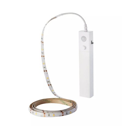 1m 2,4W/m spatwaterdichte LED-strip - 6V DC, IP65, PIR-sensor, batterij, 30 LED's per meter