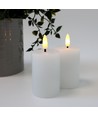 LED Blockljus, 2 st, flameffekt, vit - 7,5 cm hög, Ø5 cm, fungerar med fjärrkontroll, äkta stearin