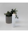 LED Blokklys 10cm høy, flammeeffekt, hvit - Ø5cm, 20cm høy, fungerer m. fjernkontroll, timer, ekte stearin