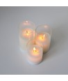 Set de 3 bougies LED sous verre Ø7,5cm, flamme vacillante - Avec télécommande et minuterie, 10/12,5/15cm de haut, véritable cire