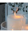 LED Stompkaarsen set in glas Ø7,5cm, 3 stuks, bewegende vlam - Incl. afstandsbediening en timer, 10/12,5/15cm hoog, echte was