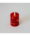 Bougie LED avec guirlande, 10cm, effet flamme - Ø7,5cm, télécommande, vraie cire, rouge