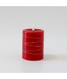 Bougie LED avec guirlande, 10cm, effet flamme - Ø7,5cm, rouge