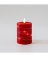 Bougie LED avec guirlande, 10cm, effet flamme - Ø7,5cm, rouge