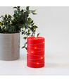 Bougie LED avec guirlande, 12,5cm, effet flamme - Ø7,5cm, rouge