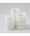 Set 3 bougies LED avec guirlande, effet flamme - Ø7,5cm, 10/12,5/15cm, avec télécommande, minuterie, vraie cire