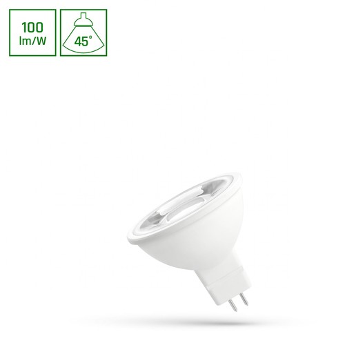 Ampoule LED GU5.3 4W MR16, 12V - 45°, blanc froid, verre dépoli, SMD