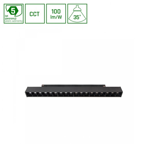 17W System Shift magnetische railspot, 48V - CCT, 100lm/W, 2700-4000K, 5 jaar garantie