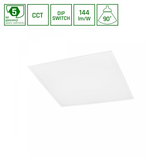 Dalle LED 62x62, 25/40/45W - Puissance et CCT réglables, 144lm/W, UGR19, 5 ans de garantie