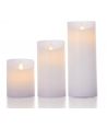 Set de 3 bougies LED, Ø7,5cm, flamme vacillante, blanc - Avec télécommande et minuterie, 10/15/20cm de haut, véritable cire
