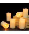 Lot de 9 bougies LED d'extérieur, télécommande, Ø5,5cm - Batterie, timer
