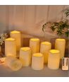 Lot de 9 bougies LED d'extérieur, télécommande, Ø5,5cm - Batterie, timer