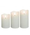Lot de 3 bougies LED 10cm, effet flamme, blanc - Ø7,5cm
