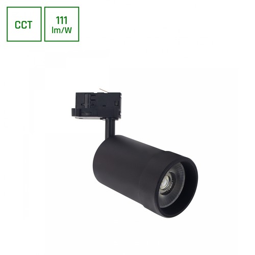 Spot rail 3 phases 20W PAVA BASIC - CCT réglable, 111lm/W, 20-45°, noir, IP20