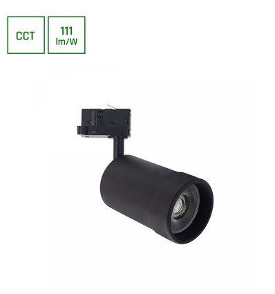 Spot sur rail triphasé PAVA BASIC 20W - CCT réglable, 111lm/W, 20-45°, noir