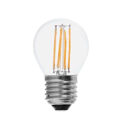 E27 4W 3-staps dimbare LED kogellamp - G45, filament, helder glas