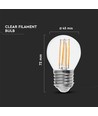 Ampoule LED sphérique E27 4W dimmable 3 niveaux - G45, filament, verre clair