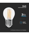E27 4W 3-trinns dimbar LED kronepære - G45, filament, klart glass
