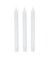 3-pack vita LED-stearinljus, flameffekt - Ø2,2cm, Höjd: 24,5cm, kronljus, fungerar inkl. fjärrkontroll, timer