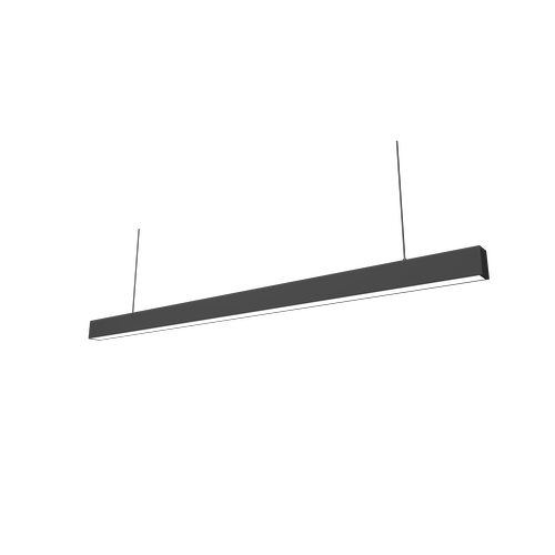 48W LED lysskinne - 150cm, 120 lm/W, Sort, loftlampe til kontor, inkl. wireophæng