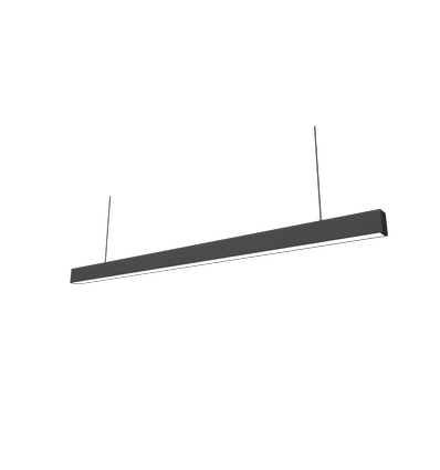 Réglette LED 48W - 150cm, 120 lm/W, Noir, plafonnier pour bureau, avec kit de suspension par câbles