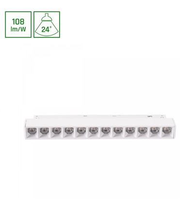 12W SYSTEM SHIFT BASIC GRID S skinnespot, 48V - 108lm/W, 220x23x42 mm, neutral hvid
