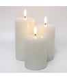 Set de 3 bougies LED, effet flamme, blanc - Avec télécommande et minuterie, 10/12,5/15cm de haut, Ø7,5cm, véritable cire
