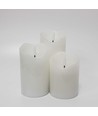 Set van 3 stuks LED Kaarsen 10cm, vlameffect, wit - Ø7,5cm, 10/12,5/15cm, afstandsbediening, timer, echte was