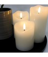Set van 3 stuks LED Kaarsen 10cm, vlameffect, wit - Ø7,5cm, 10/12,5/15cm, afstandsbediening, timer, echte was