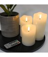Lot de 3 bougies LED 10cm, effet flamme, blanc - Ø7,5cm