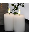 LED Blockljus, 2 st, flameffekt, vit - 7,5 cm hög, Ø5 cm, fungerar med fjärrkontroll, äkta stearin
