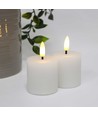 LED Blokkaarsen, 2 stuks, vlam effect, wit - 5 cm hoog, Ø5 cm, werkt met afstandsbediening, echte was