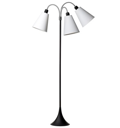 Trafiek Vloerlamp E27 in Zwart met 3 Witte Lampenkappen - Nielsen Light