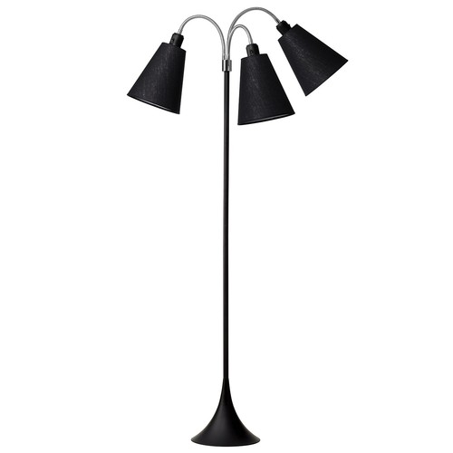 Lampadaire Trafik E27 en noir avec 3 abat-jours noirs - Nielsen Light