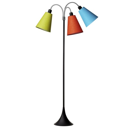 Lampadaire Trafik E27 en Noir avec Orange/Turquoise/Vert Citron - Nielsen Light