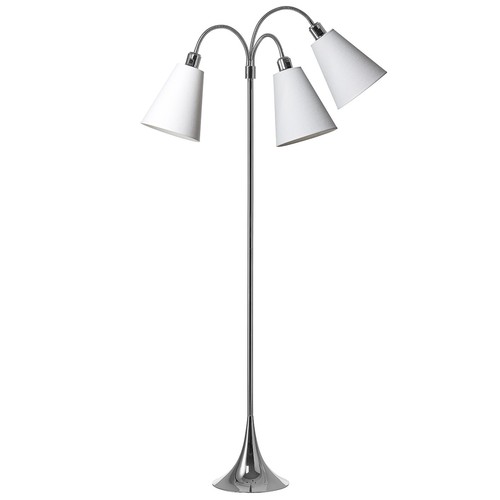 Lampadaire Trafik E27 en Chrome avec 3 Abat-jours Blancs - Nielsen Light