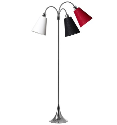Lampadaire Trafik E27 en Chrome avec Blanc/Noir/Rouge - Nielsen Light