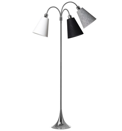 Lampadaire Trafik E27 en Chrome avec Blanc/Noir/Noir Texturé - Nielsen Light