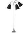 Lampadaire Trafik E27 en Chrome avec 3 Abat-jours Noirs - Nielsen Light