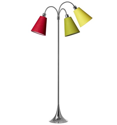 Trafiek Vloerlamp E27 in Chroom met Lime/Geel/Rood - Nielsen Light