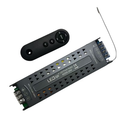 400W / 24V DC dimbare voeding - 16.6A, IP20 binnen, met afstandsbediening