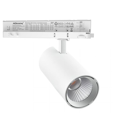 Spot sur rail triphasé 30W dimmable RA92 PRO-CCT - 120lm/w, CCT + luminosité réglables, 3900lm, sans scintillement