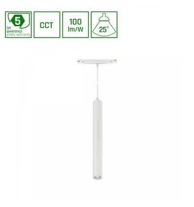 Spot sur rail 12W SYSTEM SHIFT CCT-HANGIT pour suspension - 48V, RA90, 25°, blanc, 5 ans de garantie