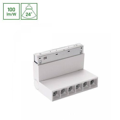 6W SYSTEM SHIFT BASIC GRID XS spot sur rail, 48V - 4000K, blanc, 24 degrés, ajustable, système de rail 48V