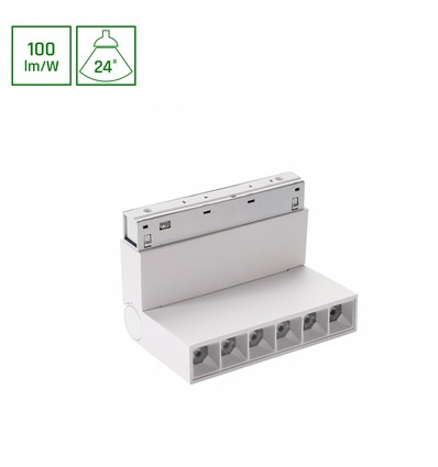 6W SYSTEM SHIFT BASIC GRID XS spot sur rail, 48V - 4000K, blanc, 24 degrés, ajustable, système de rail 48V