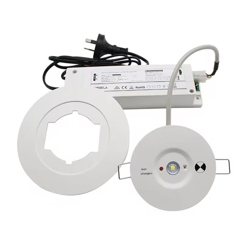 3W LED nødbelysning spot til loft - Hul: Ø7,5-12,5 cm, 3 timers batteri, hvid