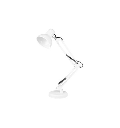 Lampe d'architecte blanche de table - câble de 1,1 m, douille E27, sans source lumineuse